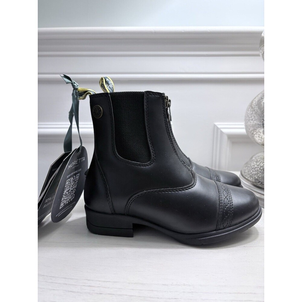 Moretta Clio Paddock Boots Kids Size 2 Leather Equestrian Riding Black Boots